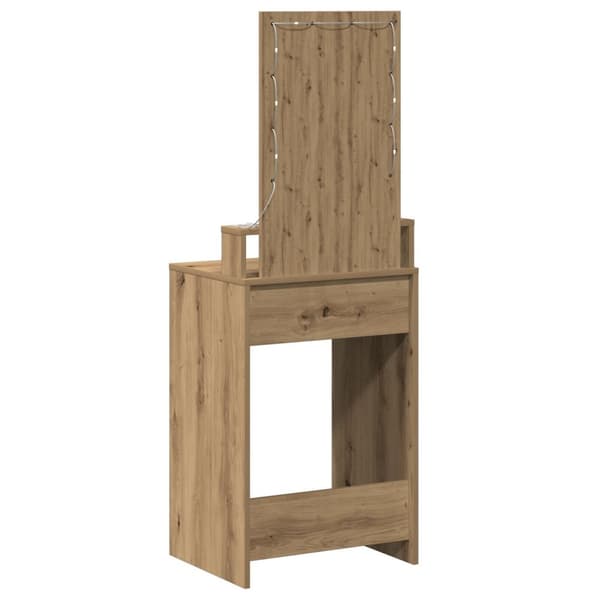 vidaXL Sminkebord med LED-lamper i Artisan Eik 50x41x140 cm