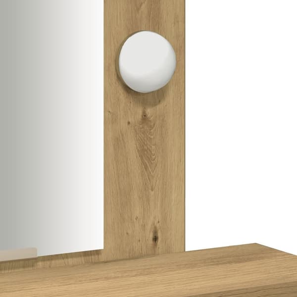 vidaXL Sminkebord med LED-lamper i Artisan Eik 50x41x140 cm