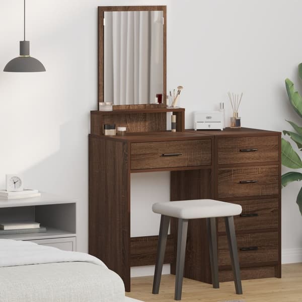 vidaXL Brun eg Massivt egetræ 50 x 41 x 140 cm Spejl Dressingbord