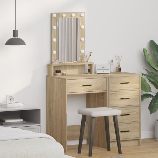 vidaXL Sonoma ek Spånskiva 50 x 41 x 140 cm Spegel Sminkbord