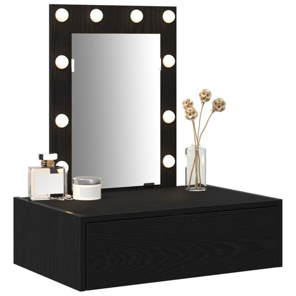 vidaXL Sort egetræ MDF, Træ 60 x 40 x 70 cm Dressingbord Rektangulær
