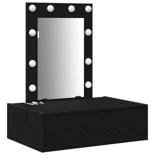 vidaXL Sort egetræ MDF, Træ 60 x 40 x 70 cm Dressingbord Rektangulær