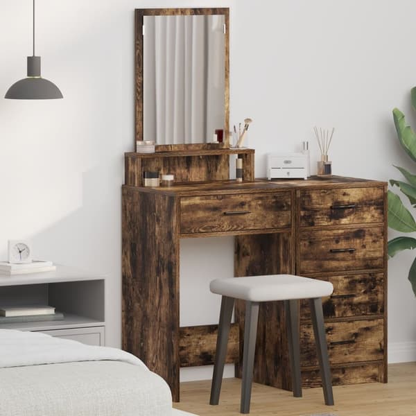 vidaXL Røget egetræ Træ 50 x 41 x 140 cm Spejl Toiletbord