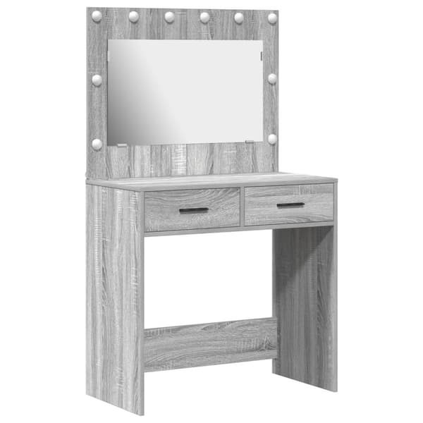 vidaXL Pukeutumis-pöytä LED-valoilla Harmaa Sonoma 78,5x41x135 cm