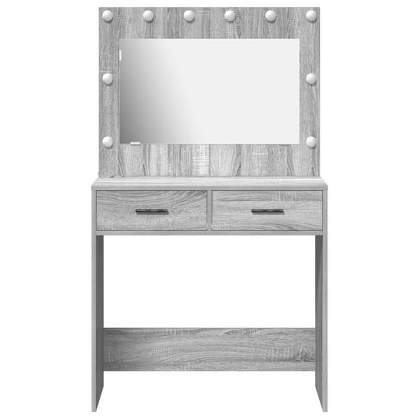 vidaXL Pukeutumis-pöytä LED-valoilla Harmaa Sonoma 78,5x41x135 cm