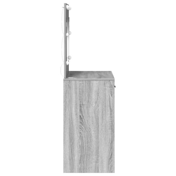 vidaXL Pukeutumis-pöytä LED-valoilla Harmaa Sonoma 78,5x41x135 cm