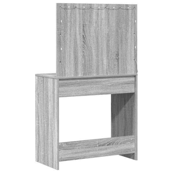 vidaXL Pukeutumis-pöytä LED-valoilla Harmaa Sonoma 78,5x41x135 cm