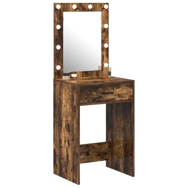 vidaXL Rökt Ek Massiv Ek 50 x 41 x 135 cm Lådor Sminkbord