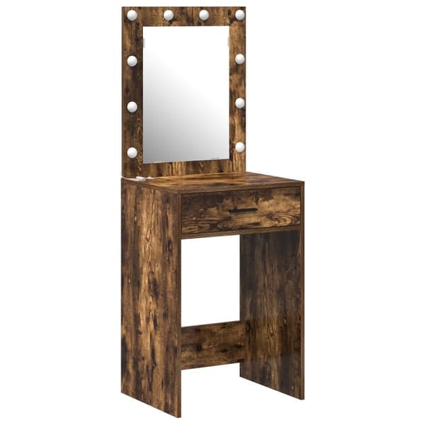 vidaXL Rökt Ek Massiv Ek 50 x 41 x 135 cm Lådor Sminkbord