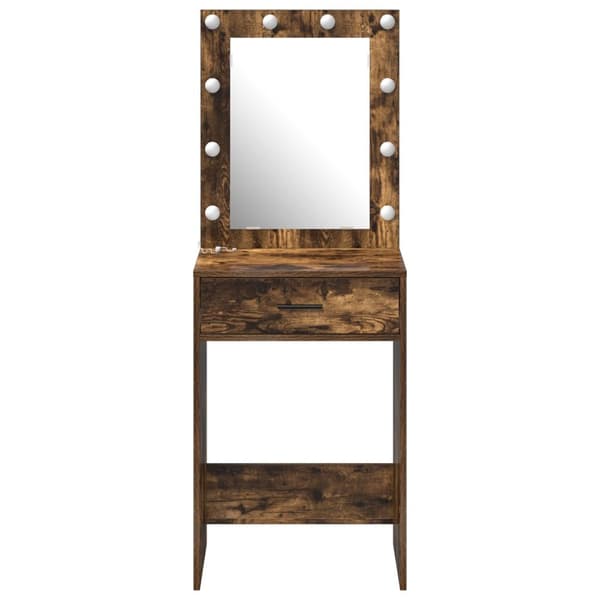 vidaXL Rökt Ek Massiv Ek 50 x 41 x 135 cm Lådor Sminkbord