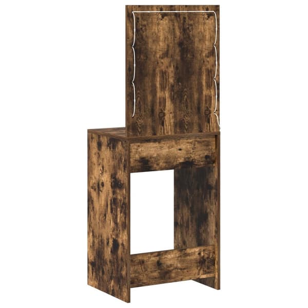 vidaXL Rökt Ek Massiv Ek 50 x 41 x 135 cm Lådor Sminkbord