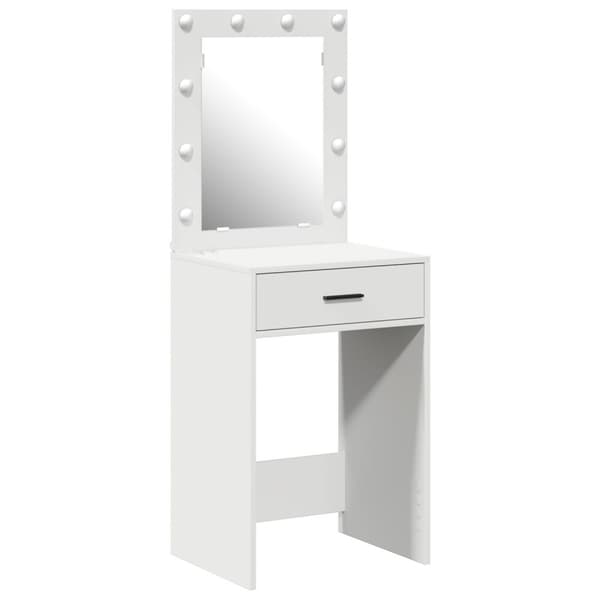 vidaXL Vit Träkomposit 50 x 41 x 135 cm Spegel Sminkbord