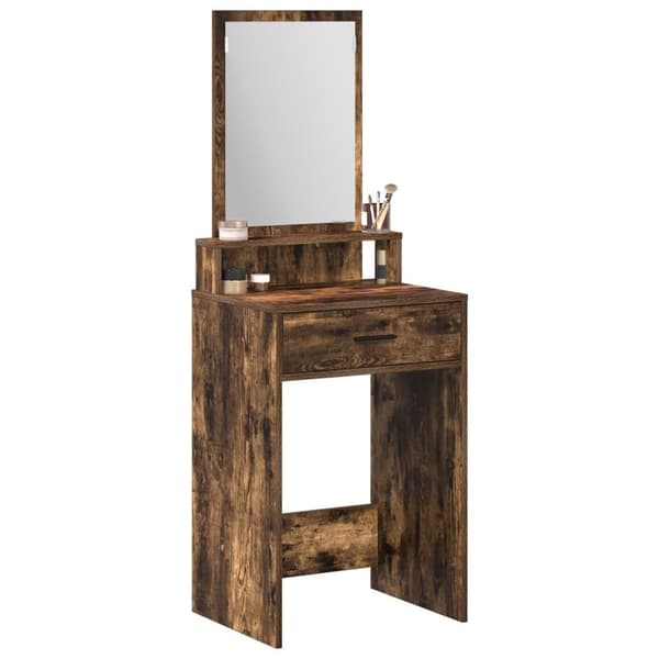 vidaXL Rökt ek Trä 50 x 41 x 140 cm Spegel Sminkbord Rektangulär