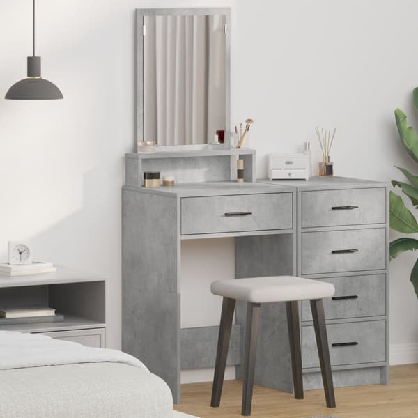 vidaXL Betonggrå MDF 50 x 41 x 140 cm Sminkbord Rektangulär Samtida