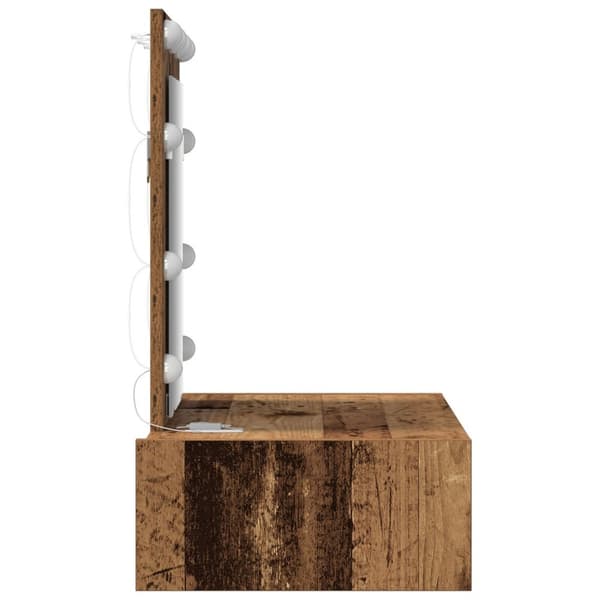 vidaXL Gammalt trä Trä 60 x 40 x 70 cm Spegel Sminkbord Rektangulär