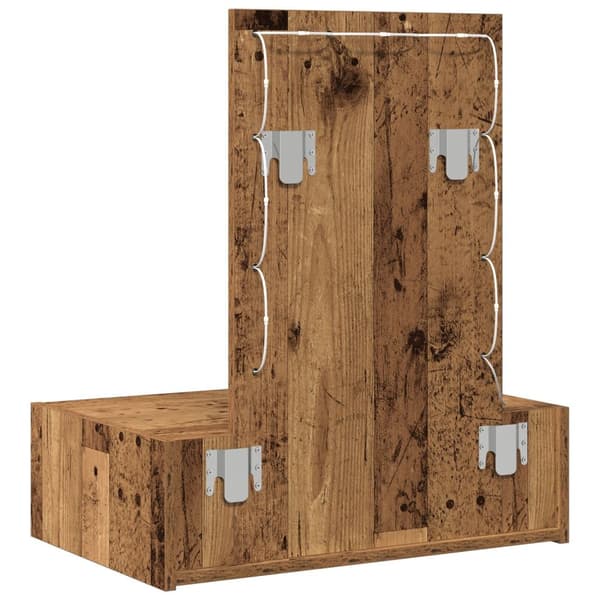 vidaXL Gammalt trä Trä 60 x 40 x 70 cm Spegel Sminkbord Rektangulär