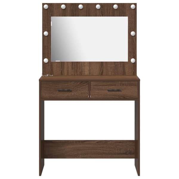 vidaXL Brun ek Konstruerat trä 78,5 x 41 x 135 cm Spegel Sminkbord