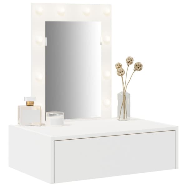 vidaXL Vit MDF 60 x 40 x 70 cm Sminkbord Rektangulär Modern Spegel