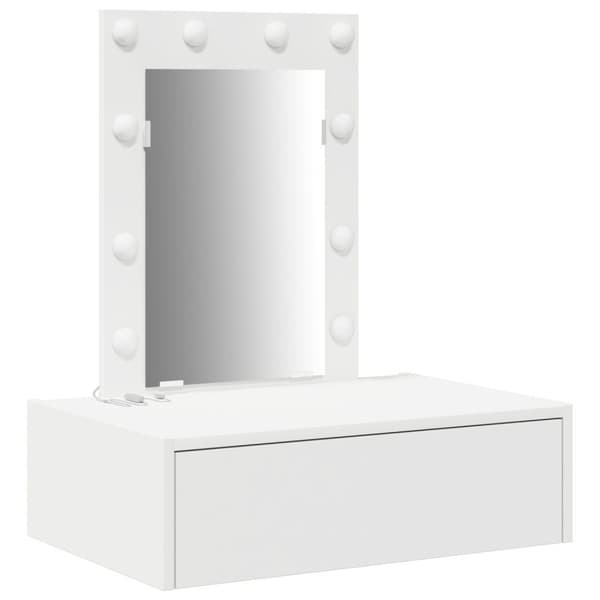 vidaXL Vit MDF 60 x 40 x 70 cm Sminkbord Rektangulär Modern Spegel