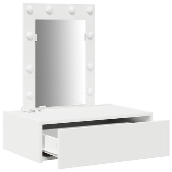 vidaXL Vit MDF 60 x 40 x 70 cm Sminkbord Rektangulär Modern Spegel