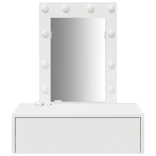 vidaXL Vit MDF 60 x 40 x 70 cm Sminkbord Rektangulär Modern Spegel