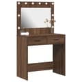 Miniatyrbillede 3 af 11: vidaXL Brun egetræ Konstrueret træ 78,5 x 41 x 135 cm Spejl Makeupbord