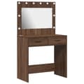 Miniatyrbillede 4 af 11: vidaXL Brun egetræ Konstrueret træ 78,5 x 41 x 135 cm Spejl Makeupbord