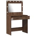 Miniatyrbillede 5 af 11: vidaXL Brun egetræ Konstrueret træ 78,5 x 41 x 135 cm Spejl Makeupbord
