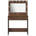 Miniatyrbillede 6 af 11: vidaXL Brun egetræ Konstrueret træ 78,5 x 41 x 135 cm Spejl Makeupbord