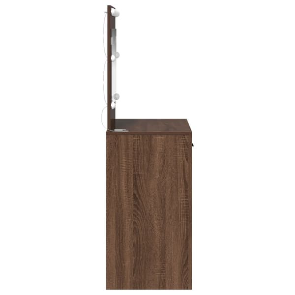 vidaXL Brun egetræ Konstrueret træ 78,5 x 41 x 135 cm Spejl Makeupbord