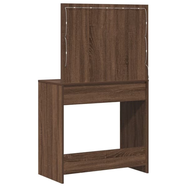 vidaXL Brun egetræ Konstrueret træ 78,5 x 41 x 135 cm Spejl Makeupbord