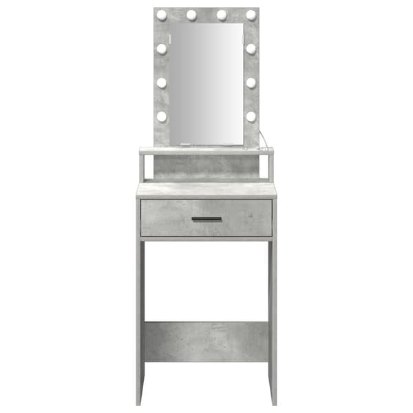 vidaXL Sminkebord med LED-lamper Betonggrå 50x41x140 cm
