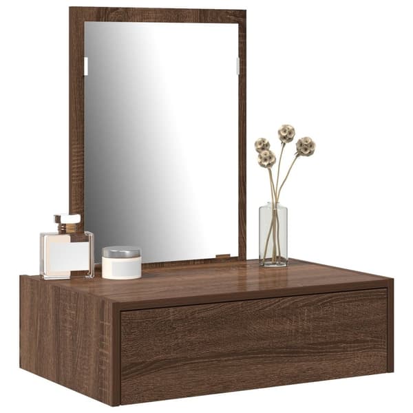 vidaXL Brun egetræ Solidt egetræ 60 x 40 x 70 cm Spejl