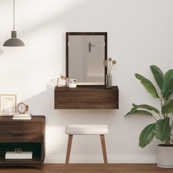 vidaXL Brun egetræ Solidt egetræ 60 x 40 x 70 cm Spejl