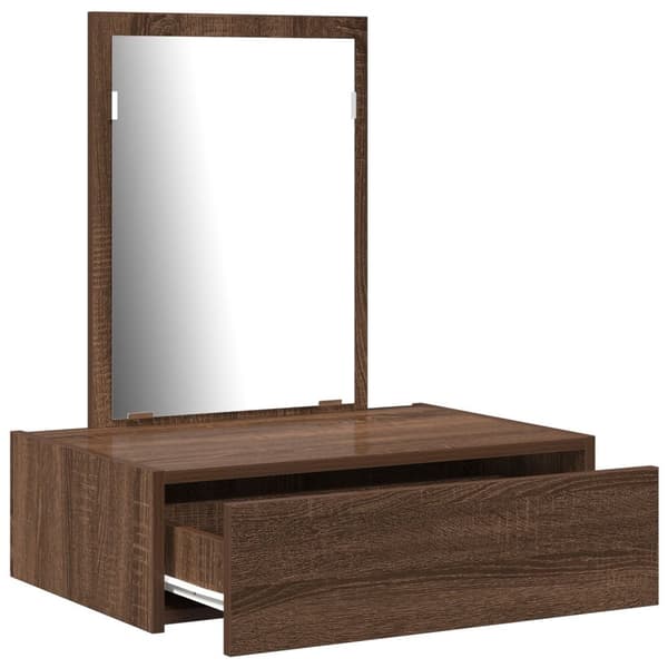 vidaXL Brun egetræ Solidt egetræ 60 x 40 x 70 cm Spejl