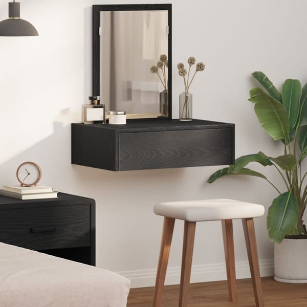 vidaXL Svart ek Konstruerat trä 60 x 40 x 70 cm Förvaring Sminkbord