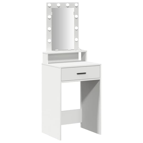 vidaXL Hvid MDF træ 50 x 41 x 140 cm Spejl Sminkebord Rektangulært