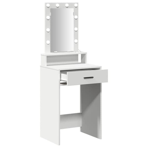 vidaXL Hvid MDF træ 50 x 41 x 140 cm Spejl Sminkebord Rektangulært