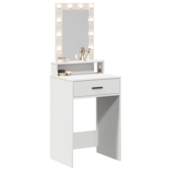 vidaXL Hvid MDF træ 50 x 41 x 140 cm Spejl Sminkebord Rektangulært