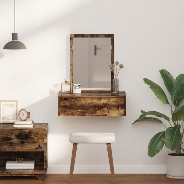 vidaXL Røget eg Konstrueret træ 60 x 40 x 70 cm Spejl Makeupbord