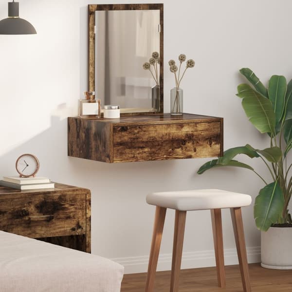 vidaXL Røget eg Konstrueret træ 60 x 40 x 70 cm Spejl Makeupbord