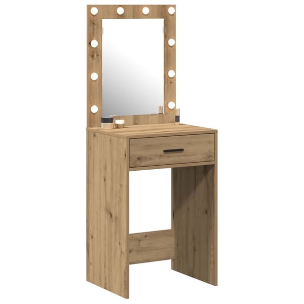 vidaXL Artisan ek MDF, Glas 50 x 41 x 135 cm Spegel Sminkbord