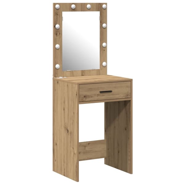 vidaXL Artisan ek MDF, Glas 50 x 41 x 135 cm Spegel Sminkbord