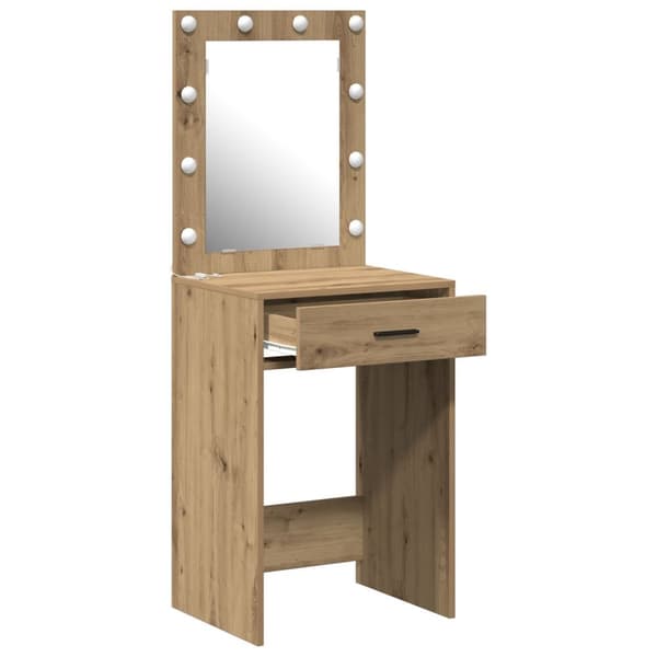 vidaXL Kunstnerisk egetræ MDF, Glas 50 x 41 x 135 cm Spejl Makeupbord