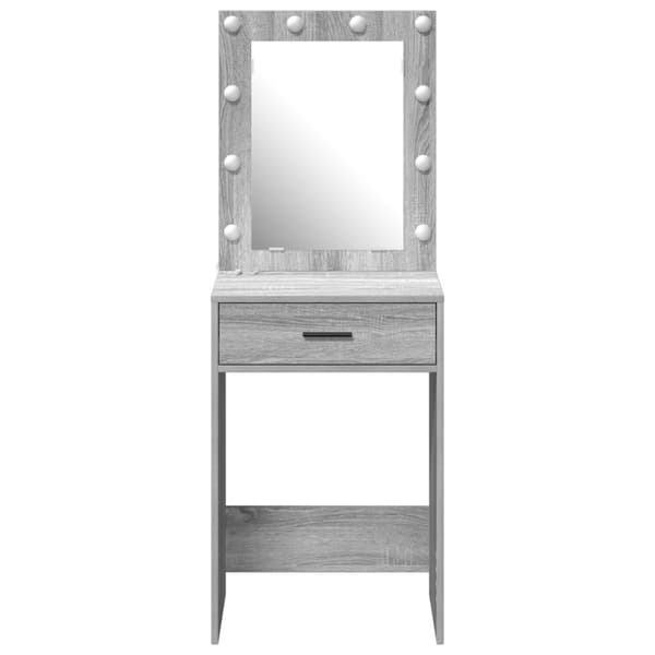vidaXL sminkebord med LED-lys Grå Sonoma 50x41x135 cm