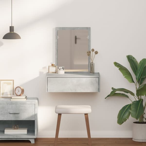 vidaXL Betonggrå Konstruerat trä 60 x 40 x 70 cm Spegel Sminkbord
