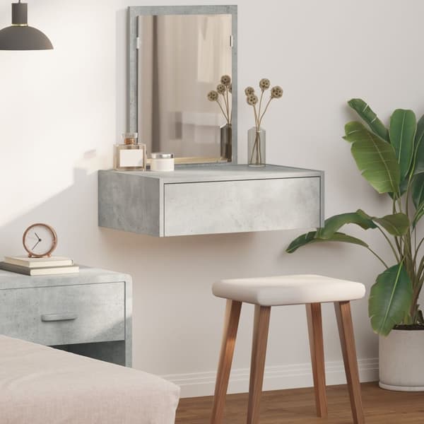 vidaXL Betonggrå Konstruerat trä 60 x 40 x 70 cm Spegel Sminkbord