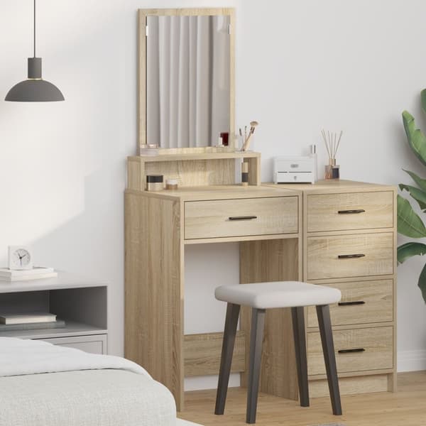 vidaXL Sonoma Ek Sonoma Ek Fanér 50 x 41 x 140 cm Lådor Sminkbord