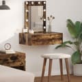 Miniatyrbild 2 av 11: vidaXL Rökt ek Massivt trä 60 x 40 x 70 cm Sminkbord Rektangulär