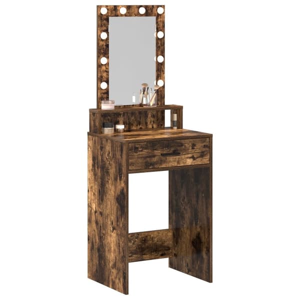 vidaXL Røget Eg Konstrueret Træ 50 x 41 x 140 cm Spejl Spejlbord